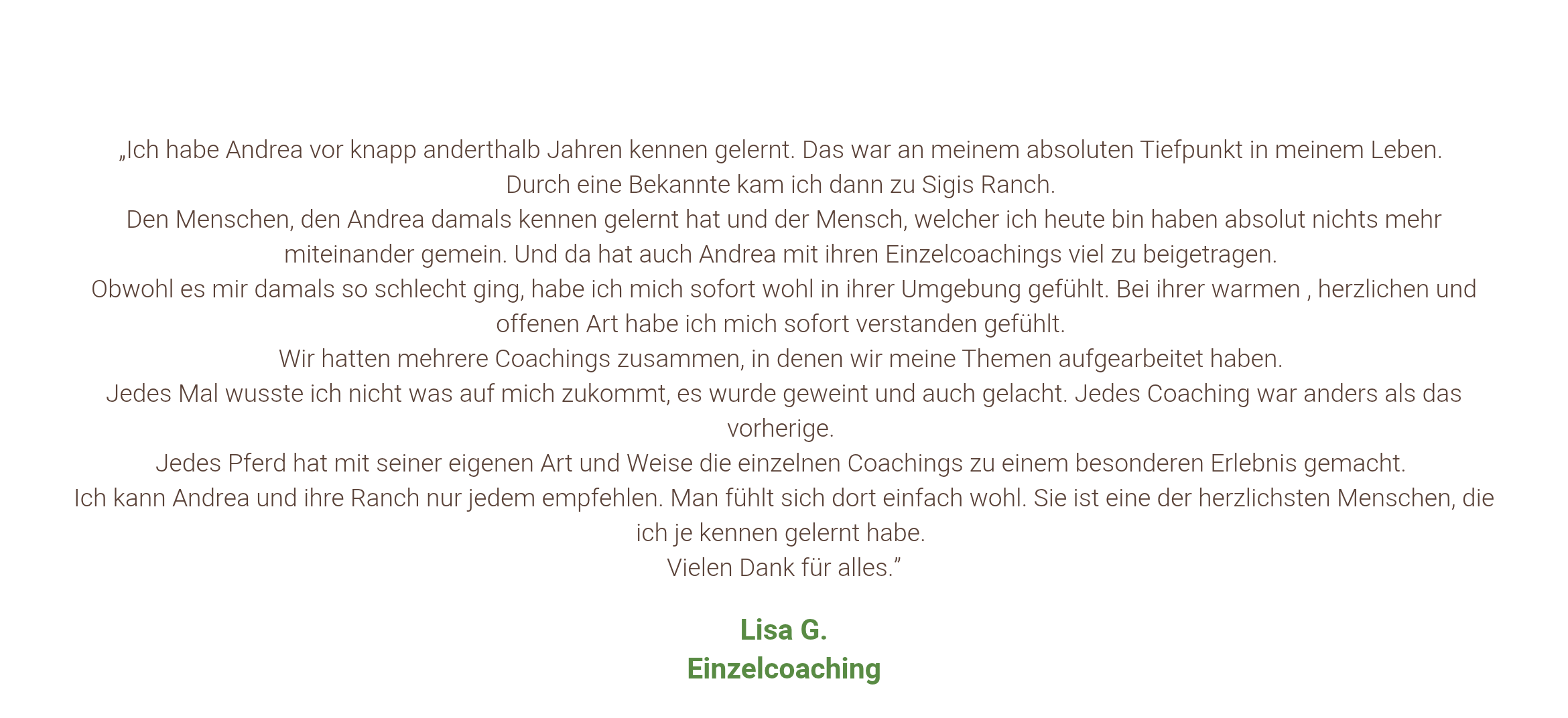 Lisa G. Kundenstimmen, Einzelcoachig